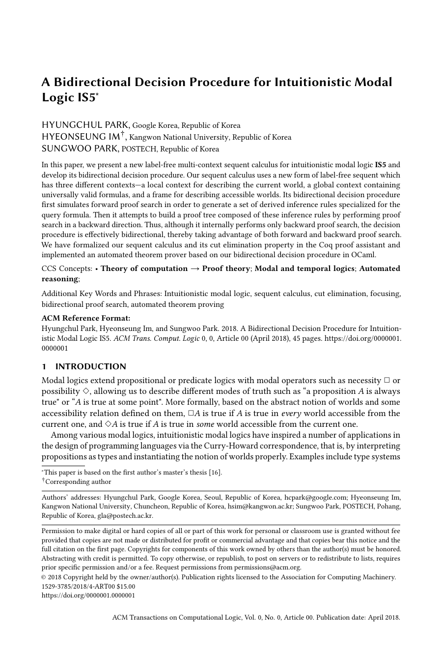 A Bidirectional Decision Procedure for Intuitionistic Modal Logic IS5