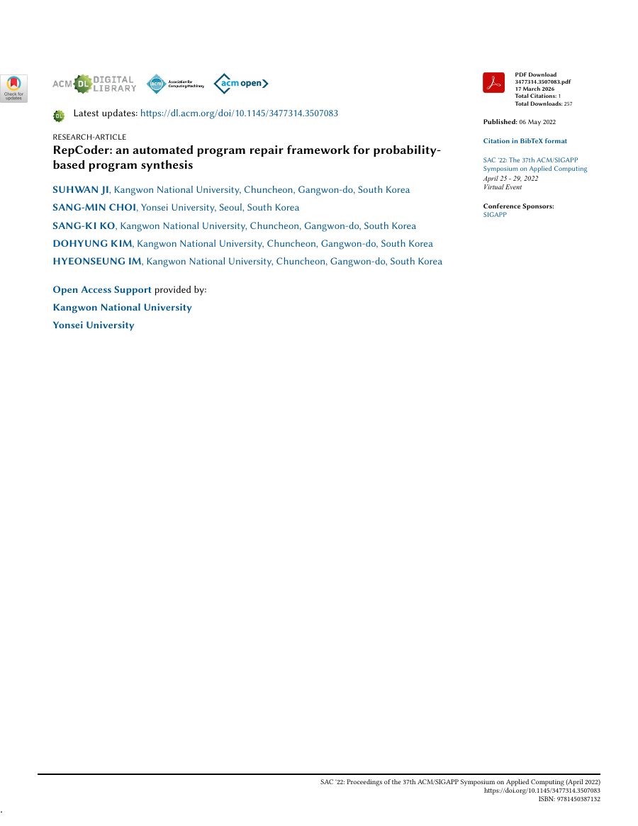 RepCoder: An Automated Program Repair Framework for Probability-Based Program Synthesis