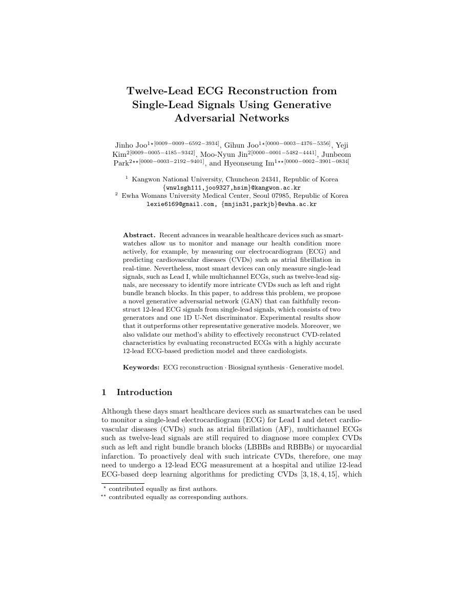 Twelve-Lead ECG Reconstruction from Single-Lead Signals Using Generative Adversarial Networks
