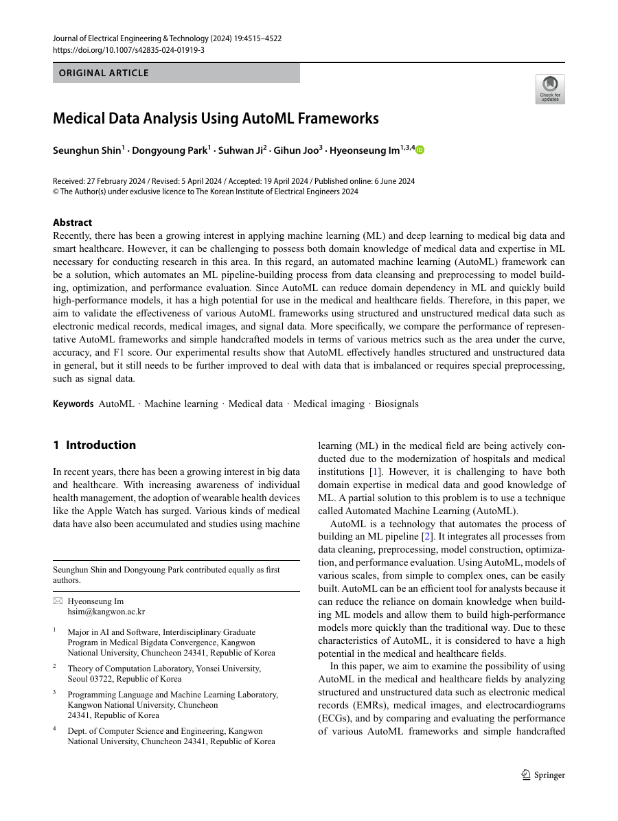 Medical Data Analysis Using AutoML Frameworks