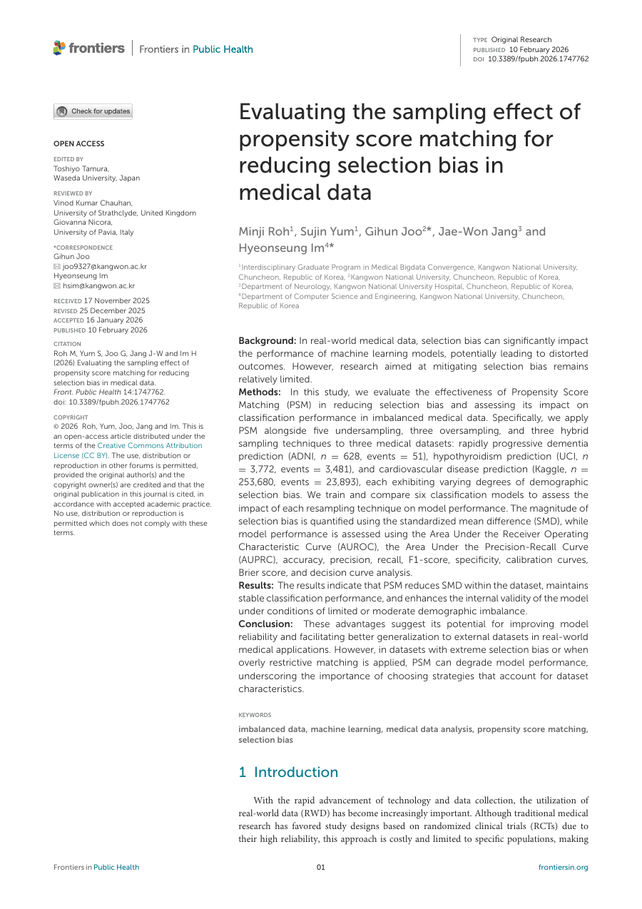 Evaluating the sampling effect of propensity score matching for reducing selection bias in medical data